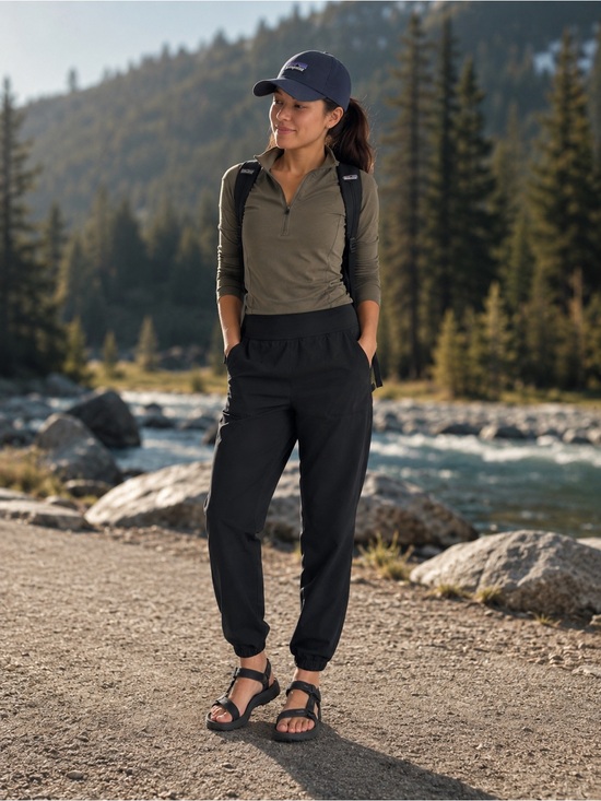 Patagonia Pants - Patagonia Happy Hike Studio Pants Black Pull-On Hiking Travel Joggers medium